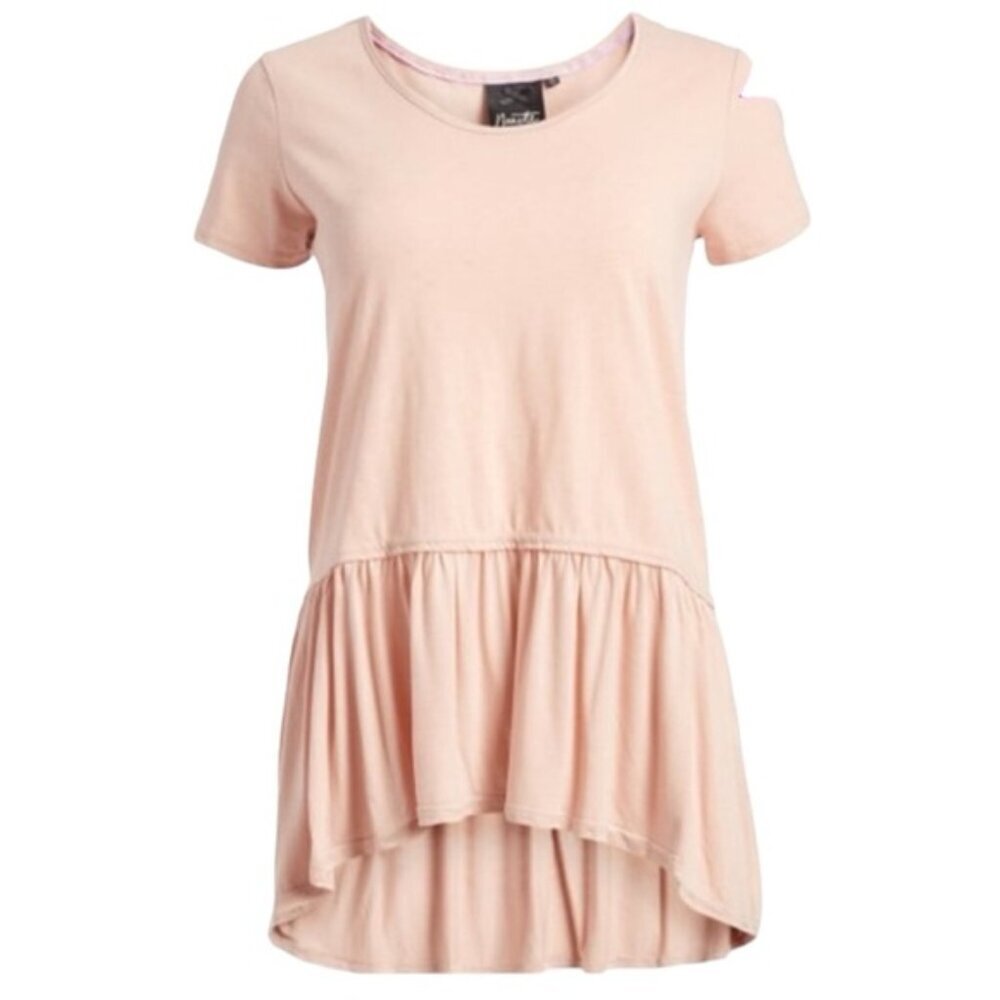 Nanette Lepore Rosedust Hi Low Waist Peplum Top Cotton Blend Boho Fluttery Tunic